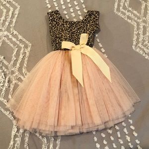 Girls leopard print and tulle dress
